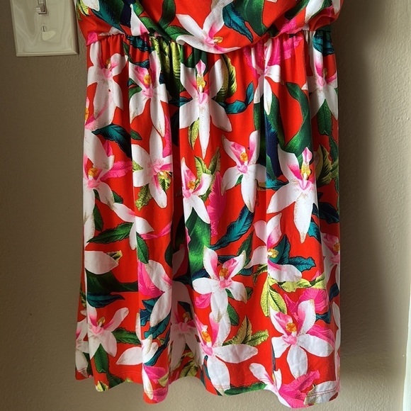 EXPRESS Floral Sleeveless Drape Neck Mini Dress - Picture 5 of 7